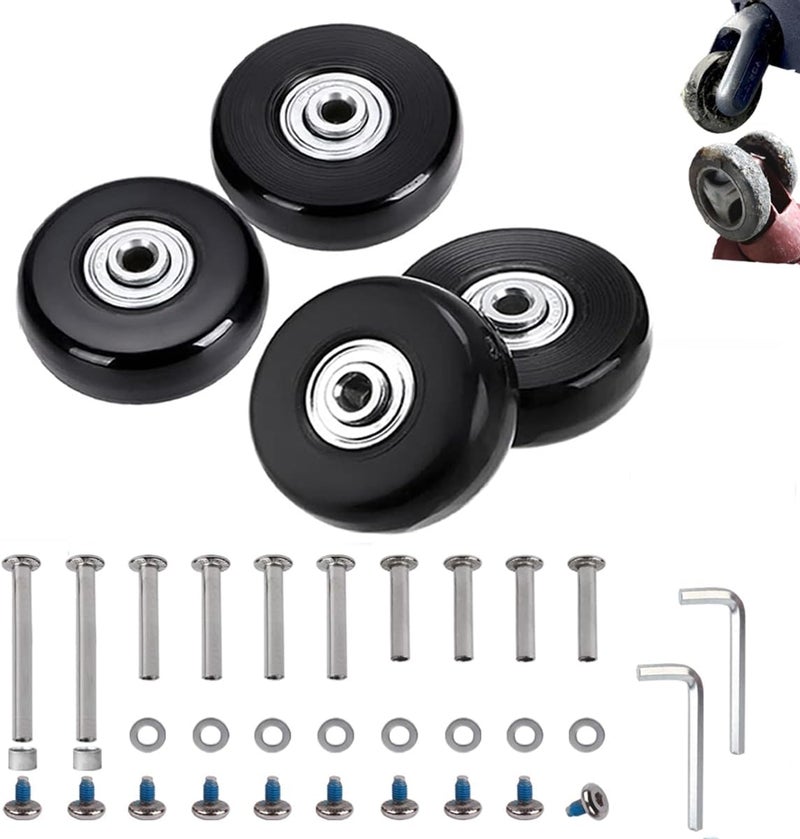 EVARSOL 45mm Set of 4 Luggage Suitcase Replacement Wheels for Trolley Case Travel Bags Caster Inline Roller Skating Roller Swivel Rubber Wheels Bearings Repair Kits with Axles 30mm&35mm&60mm - Image 1